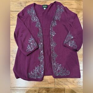 Bob Mackie Rich Purple open front cardigan
